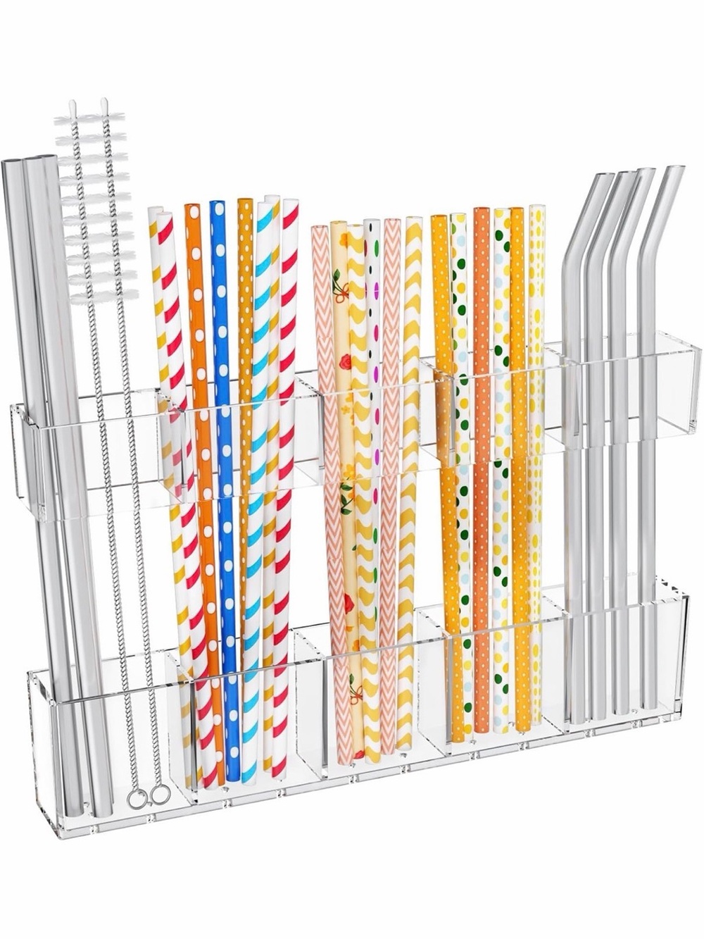 Clear Acrylic Straw Organizer Rack